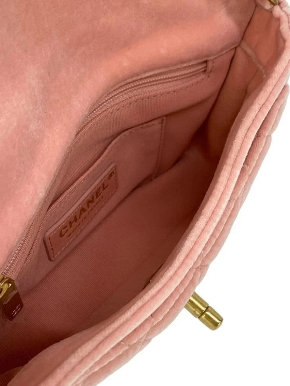 CHANEL Matelasse Pink Velour Shoulder Bag gold hardware